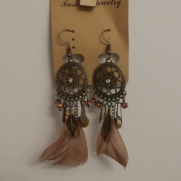 Jewelry - Unique Dreamcatcher Feather Boho Charm Earrings 4" Drop